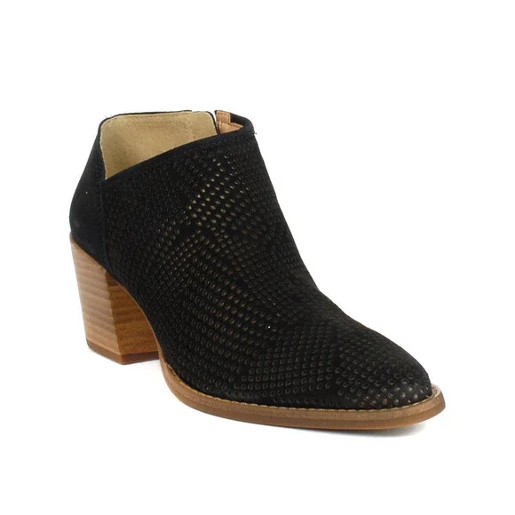 Lucky Brand Zeshia Black Suede Block Heel Booties - Picture 2 of 4